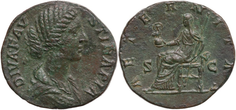 Diva Faustina II (after 176 AD). AE Sestertius, 176-180. Obv. Bust of Faustina I...