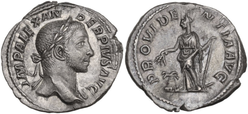 Severus Alexander (222-235). AR Denarius, 231-235 AD. Obv. Laureate head right. ...