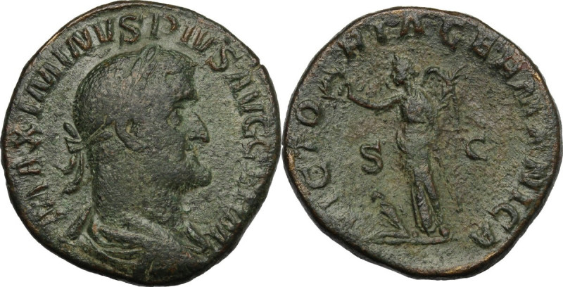 Maximinus I (235-238). AE Sestertius, 236-238. Obv. Bust right, laureate, draped...