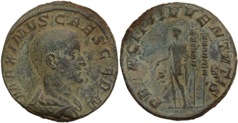 Maximus (Caesar 235-238). AE Sestertius, Rome mint. Obv. Bare-headed and draped ...