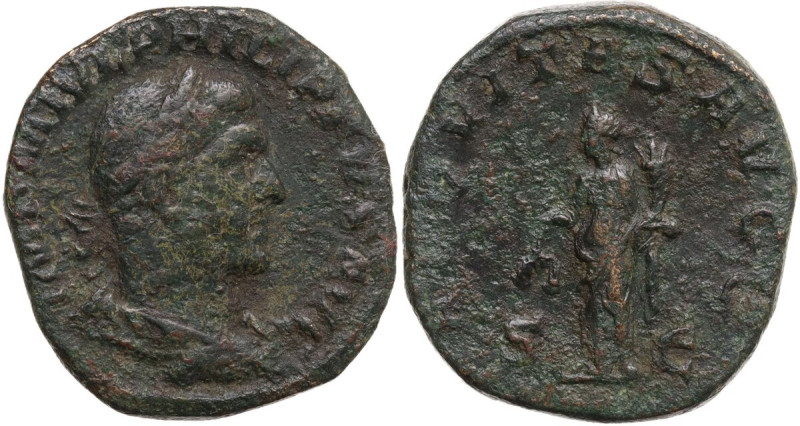 Philip I (244-249). AE Sestertius. Obv. IMP M IVL PHILIPPVS AVG. Bust of Philip ...