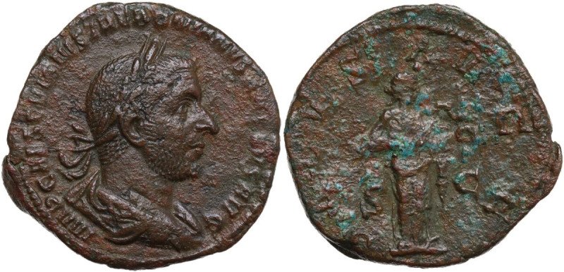 Trebonianus Gallus (251-253). AE Sestertius. Obv. Bust of Trebonianus Gallus, la...