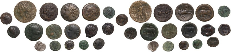 Greek Italy and Sicily. Multiple lot of seventeen (17) unclassified AR/AE coins....