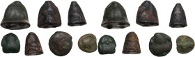 Greek Sicily. Multiple lot seven (7) early cast AE from Akragas and Selinos. AE.