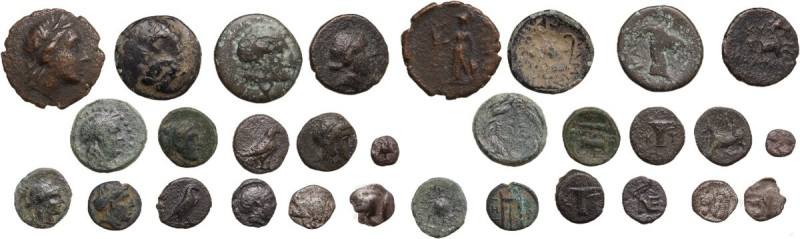 Greek World. Multiple lot of fifteen (15) unclassified AR/AE coins. AR/AE.