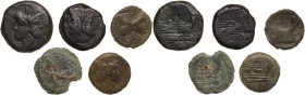 The Roman Republic. Multiple lot of five (5) AE Asses. AE.