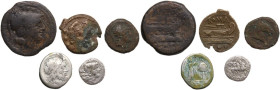 Roman Republic. Multiple lot of five (5) unclassified AR/AE coins. AR/AE.
