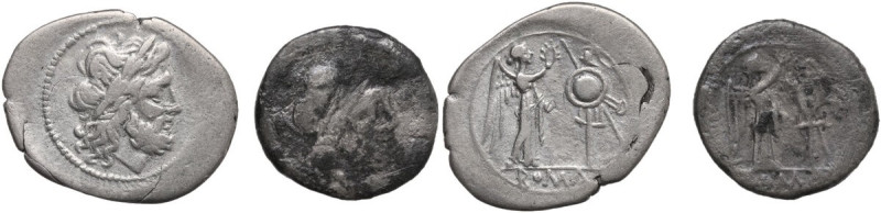 The Roman Republic. Lot of 2 unclassified AR Victoriati. AR. About VF:Good F.