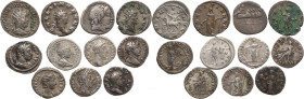 The Roman Republic and Empire. Lot of 11 unclassified AR denominations; including: Trebonianus Gallus, Gallienus, Geta, Commodus, Hadrian, Julia Mamae...