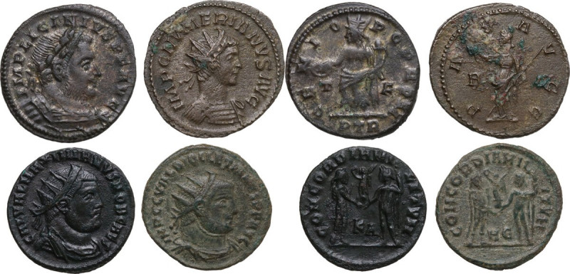 The Roman Empire. Multipl lot of four (4) BI Antoniniani (3) and AE Follis (1). ...