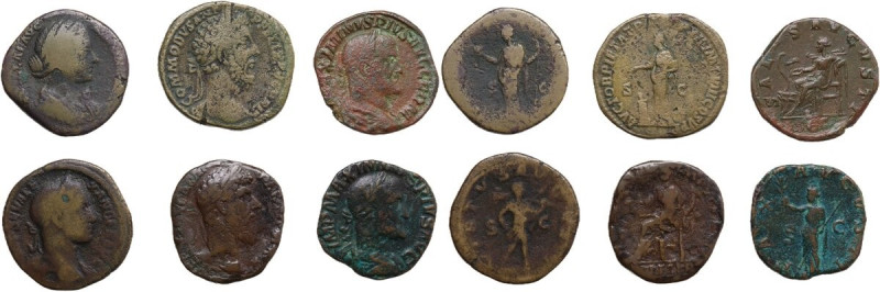 The Roman Empire. Lot of 6 unclassified AE Sestertii; including: Lucilla, Commod...