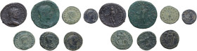 The Roman Empire. Lot of 7 unclassified AE denominations; including: Constantine I, Gratian, Carinus, Licinius I, Gallienus, Severus Alexander and Jul...