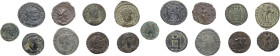 The Roman Empire. Lot of 9 unclassified AE denominations; including: Severina, Constantine I, Honorius, Maximian, Victorinus. AE. VF:About VF.