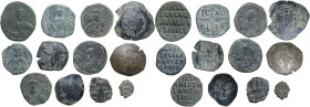 The Byzantine Empire. Lot of 12 unclassified AE denominations; including Anonymous Folles and Manuel I. About VF:Good F.