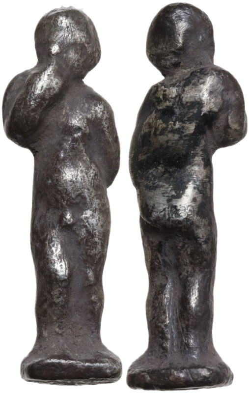 Silver votive figure of Arpokrates Roman period, 1st- 3rd century AD. 27 mm. 4.5...