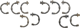 Lot of five (5) silver bow-shaped fibulae, without pin. Migration Period. Balkan.