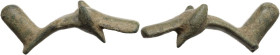 Bronze figurine, animal shaped, possibly part of a fibula. 42 mm.