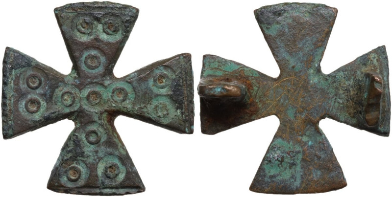 Bronze cross fibula. Byzantine or Early medieval. 26 mm. 9.00 g.