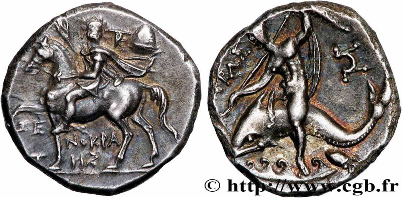 CALABRIA - TARAS
Type : Nomos, statère ou didrachme 
Date : c. 235 AC. 
Mint nam...