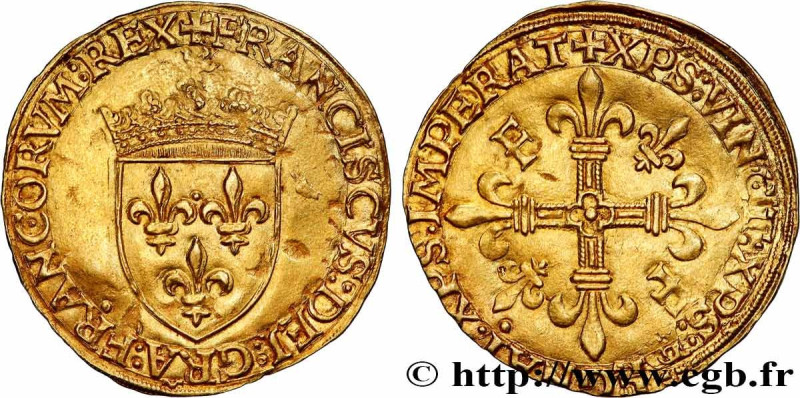 FRANCIS I
Type : Écu d'or au soleil, 5e type 
Date : 21/07/1519 
Mint name / Tow...