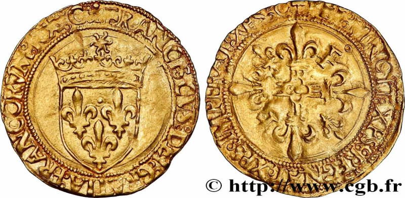 FRANCIS I
Type : Écu d'or au soleil, 5e type 
Date : 21/07/1519 
Mint name / Tow...