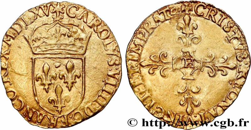 CHARLES IX
Type : Écu d'or au soleil, 1er type 
Date : 1565 
Mint name / Town : ...