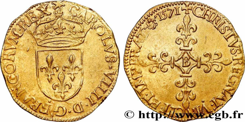 CHARLES IX
Type : Écu d'or au soleil, 1er type 
Date : 1571 
Mint name / Town : ...