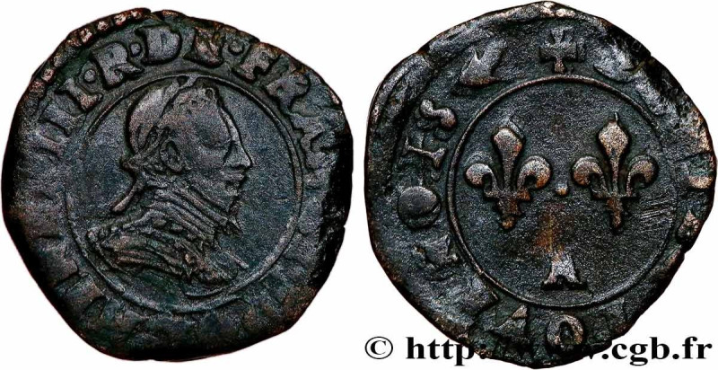 THE LEAGUE. COINAGE IN THE NAME OF HENRY III
Type : Denier tournois 
Date : (159...