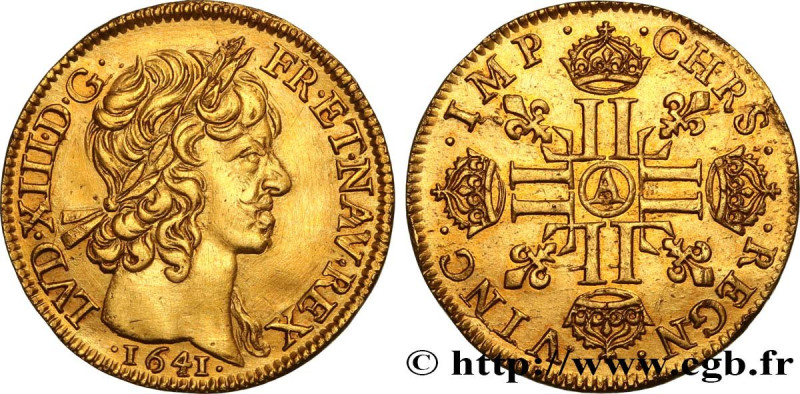 LOUIS XIII
Type : Louis d'or à la mèche courte, 1er type 
Date : 1641 
Mint name...