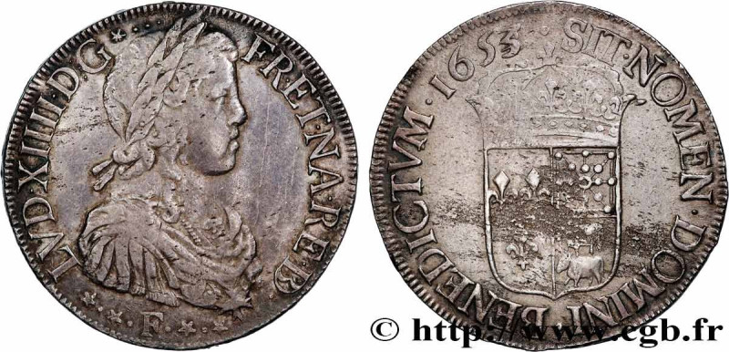LOUIS XIV "THE SUN KING"
Type : Écu à la mèche longue de Béarn 
Date : 1653 
Min...