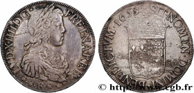 LOUIS XIV "THE SUN KING"
Type : Écu à la mèche longue de Béarn 
Date : 1653 
Mint name / Town : Pau 
Metal : silver 
Millesimal fineness : 917  ‰
Diam...