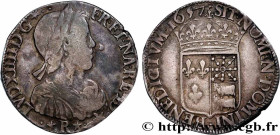 LOUIS XIV "THE SUN KING"
Type : Demi-écu à la mèche longue de Béarn 
Date : 1657 
Mint name / Town : Pau 
Metal : silver 
Millesimal fineness : 917  ‰...
