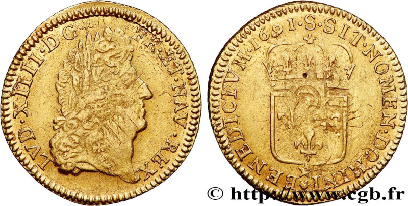 LOUIS XIV "THE SUN KING"
Type : Louis d'or à l'écu, type définitif 
Date : 1691 ...