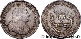 LOUIS XIV "THE SUN KING"
Type : Demi-écu de Béarn aux palmes 
Date : 1694 
Mint name / Town : Pau 
Quantity minted : 1724679 
Metal : silver 
Millesim...