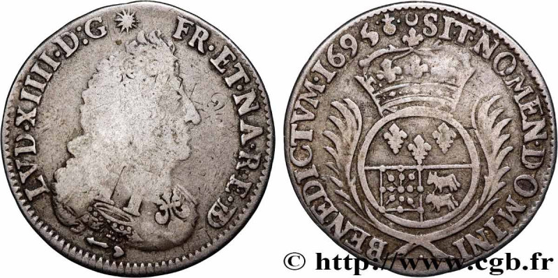 LOUIS XIV "THE SUN KING"
Type : Quart d'écu de Béarn aux palmes 
Date : 1695 
Mi...