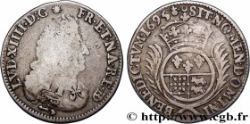 LOUIS XIV "THE SUN KING"
Type : Quart d'écu de Béarn aux palmes 
Date : 1695 
Mint name / Town : Pau 
Metal : silver 
Millesimal fineness : 917  ‰
Dia...