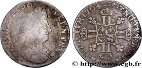 LOUIS XIV "THE SUN KING"
Type : Quart d’écu de Béarn aux huit L, 2e type 
Date : 1704 
Mint name / Town : Pau 
Metal : silver 
Millesimal fineness : 9...