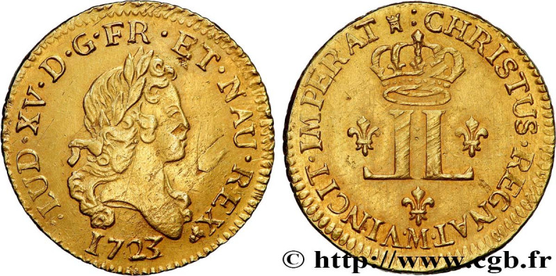 LOUIS XV THE BELOVED
Type : Louis d'or aux deux L 
Date : 1723 
Mint name / Town...