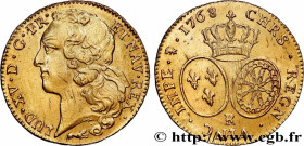 LOUIS XV THE BELOVED
Type : Double louis dit "au bandeau" 
Date : 1768 
Mint name / Town : Orléans 
Quantity minted : 39863 
Metal : gold 
Millesimal ...