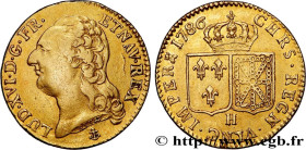 LOUIS XVI
Type : Louis d'or dit “aux écus accolés” 
Date : 1786 
Mint name / Town : La Rochelle 
Quantity minted : 366506 
Metal : gold 
Millesimal fi...