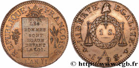 THE CONVENTION
Type : Essai de la pièce d’un sol dite "à la table de Loi" 
Date : 1793 
Mint name / Town : Paris 
Metal : bell metal 
Diameter : 28,5 ...