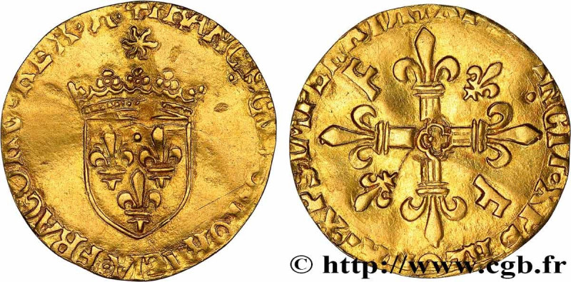 FRANCIS I
Type : Écu d'or au soleil, 5e type 
Date : 21/07/1519 
Mint name / Tow...
