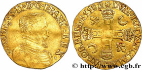 HENRY II
Type : Double henri d'or 1er type 
Date : 1558 
Mint name / Town : Tours 
Metal : gold 
Millesimal fineness : 958  ‰
Diameter : 27,5  mm
Orie...