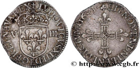 LOUIS XIII
Type : Huitième d'écu, 1er type 
Date : 1643 
Mint name / Town : Tours 
Quantity minted : 153276 
Metal : silver 
Millesimal fineness : 917...