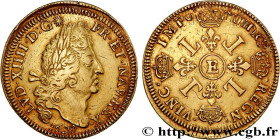 LOUIS XIV "THE SUN KING"
Type : Double louis d'or aux quatre L 
Date : 1699 
Mint name / Town : Tours 
Metal : gold 
Millesimal fineness : 917  ‰
Diam...