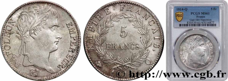 PREMIER EMPIRE / FIRST FRENCH EMPIRE
Type : 5 francs Napoléon Empereur, Empire f...