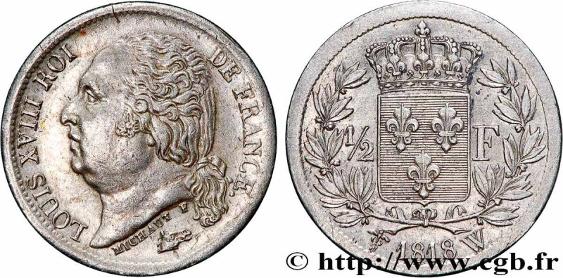 LOUIS XVIII
Type : 1/2 franc Louis XVIII 
Date : 1818 
Mint name / Town : Lille ...