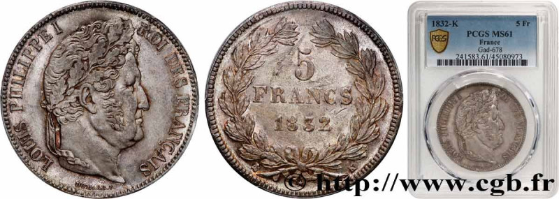 LOUIS-PHILIPPE I
Type : 5 francs IIe type Domard 
Date : 1832 
Mint name / Town ...