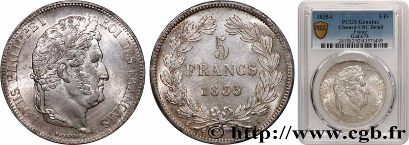 LOUIS-PHILIPPE I
Type : 5 francs IIe type Domard 
Date : 1835 
Mint name / Town ...