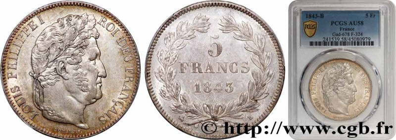 LOUIS-PHILIPPE I
Type : 5 francs IIe type Domard 
Date : 1843 
Mint name / Town ...